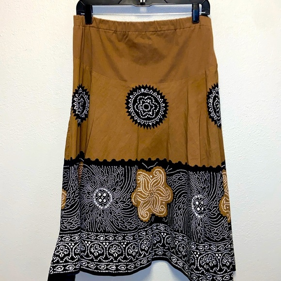 Motherhood Maternity Size Small Brown Black Patterned Bohemian Full Skirt 4997 - Picture 1 of 9